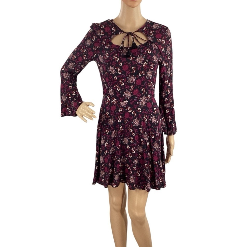 American Eagle Floral Keyhole Fit and Flare Mini Dress Multicolor Size M